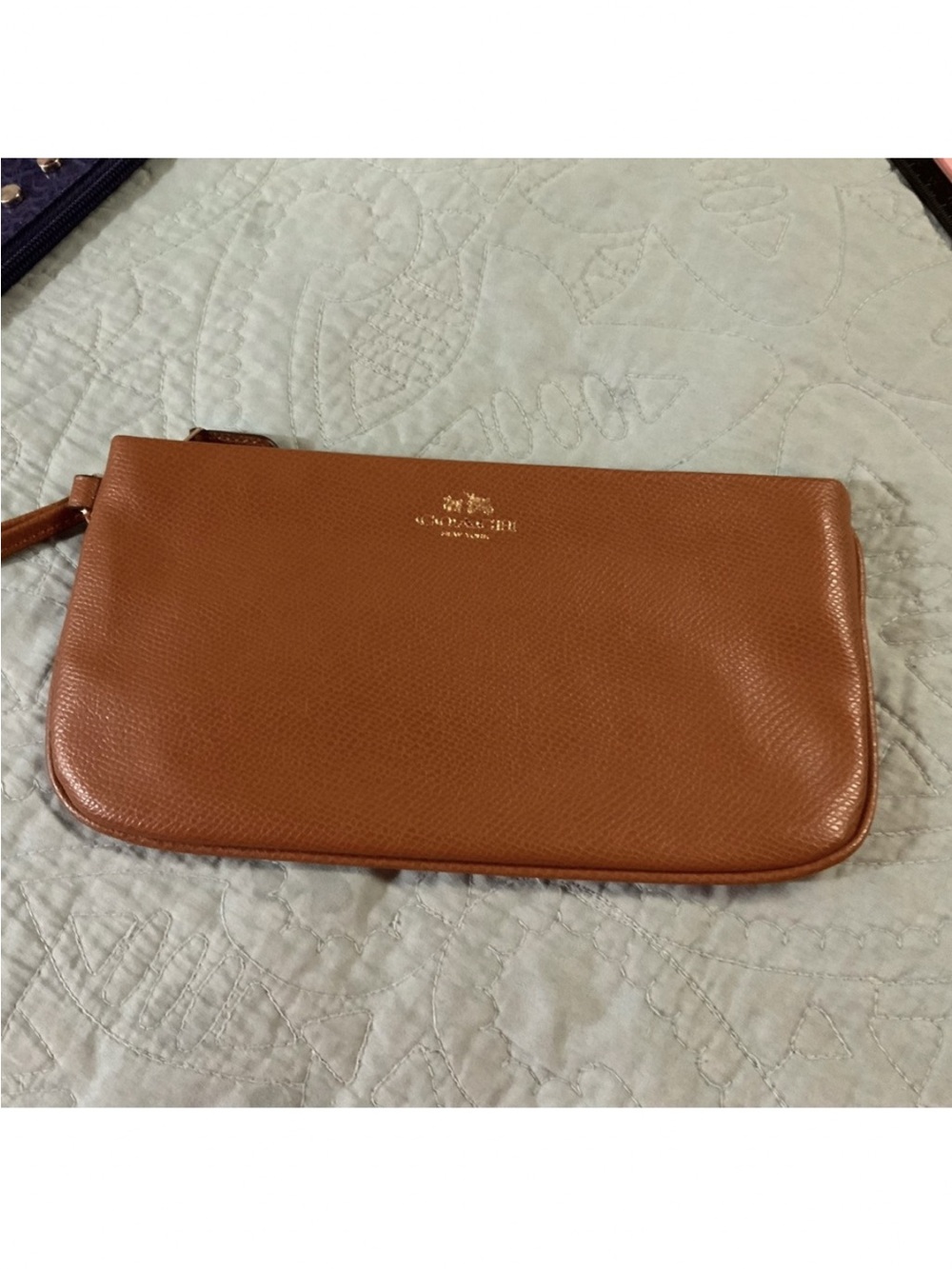 Coach Wristlet Clutch in Caramel Brown with Gold Hardware